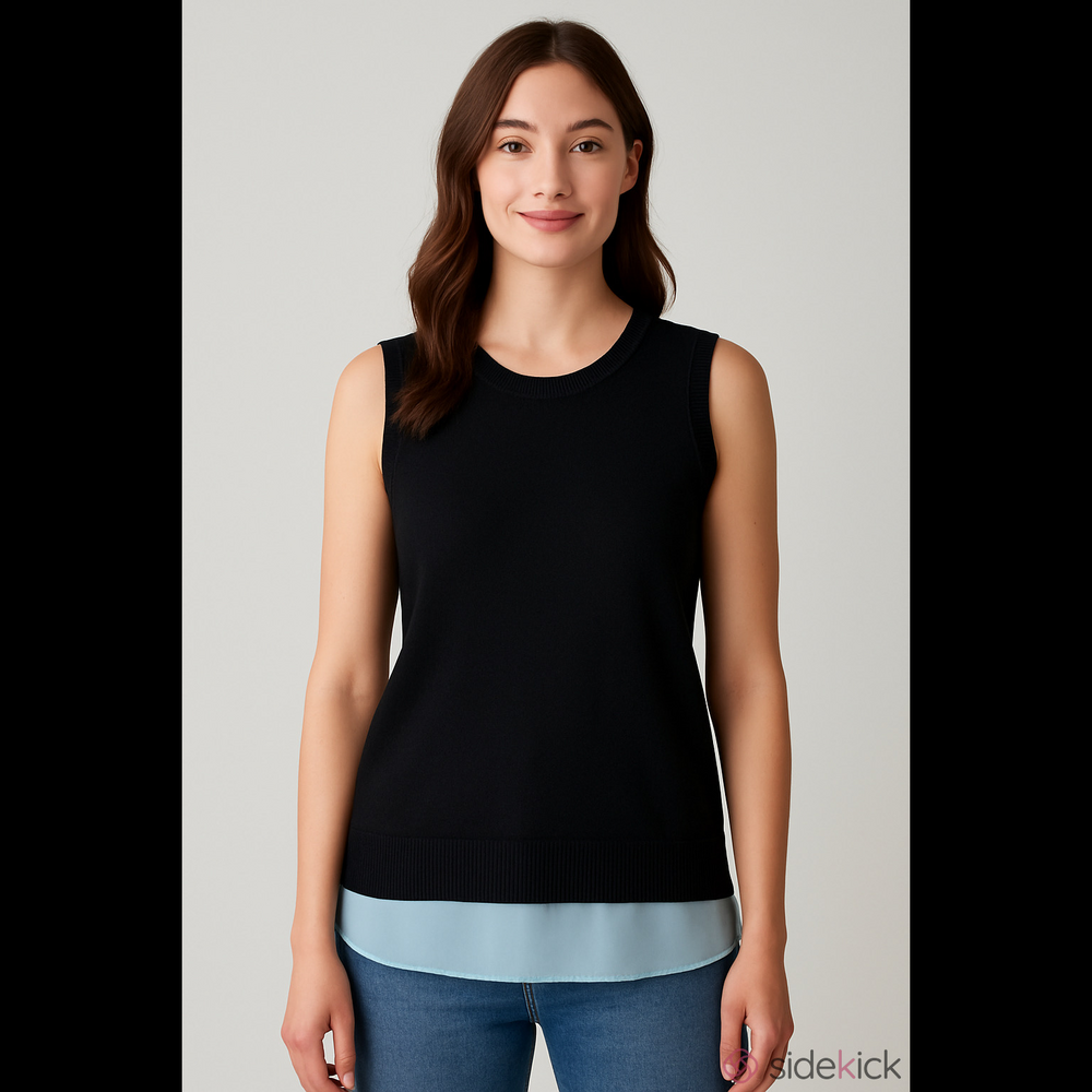 Tommy Hilfiger Black Crewneck Sleeveless Sweater Medium